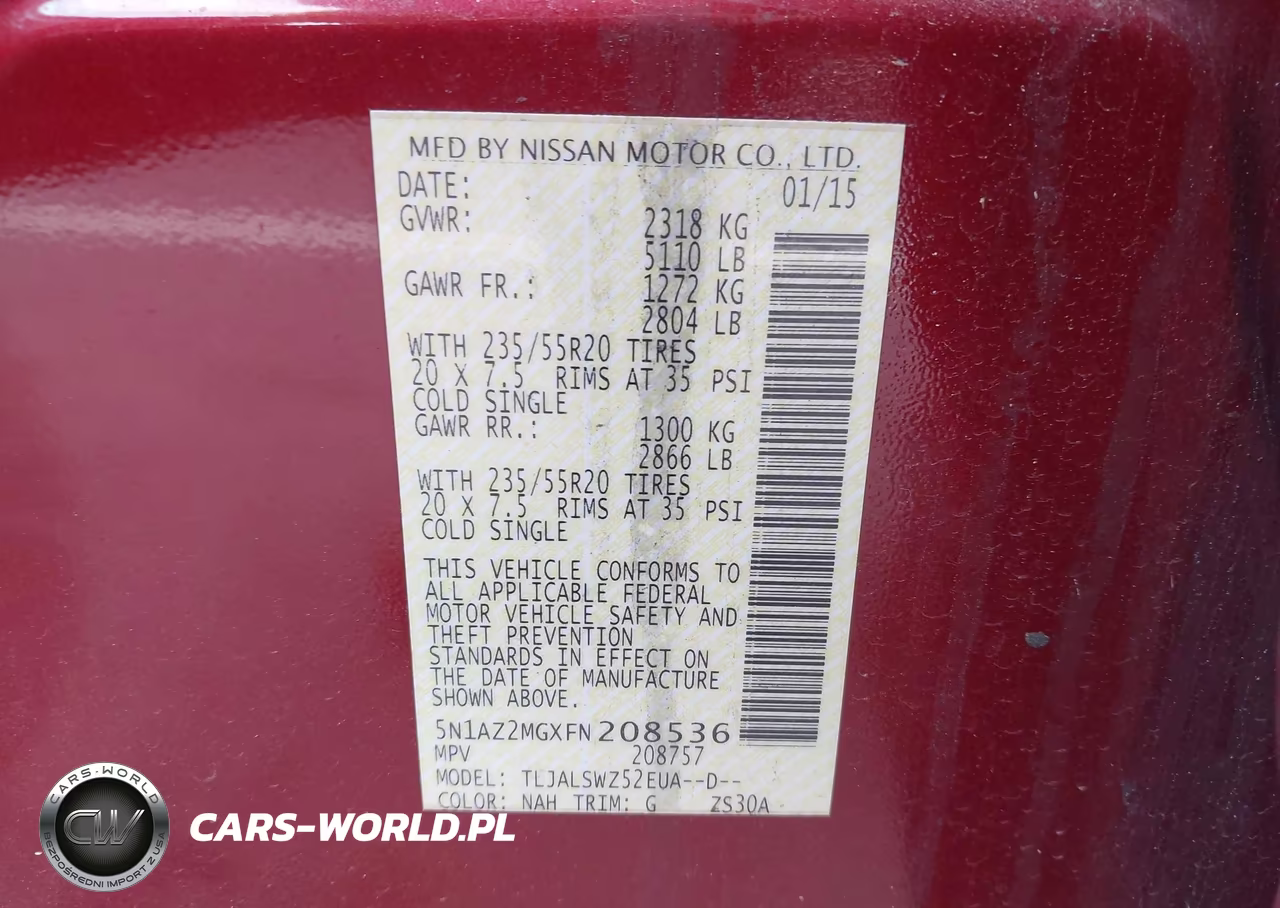 2015 Nissan Murano Platinum VIN:5N1AZ2MGXFN208536 - 9