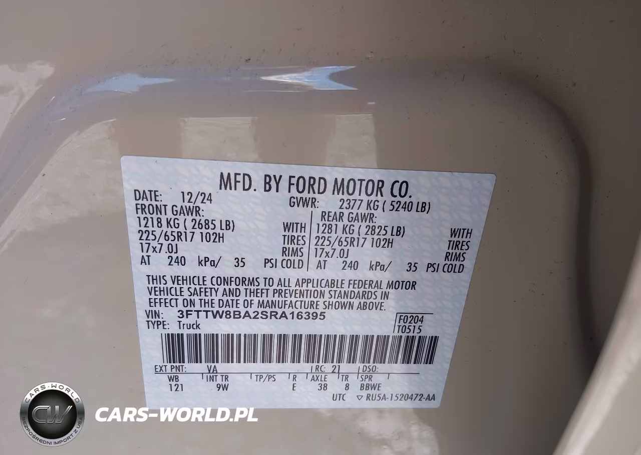 2025 Ford Maverick Xl VIN:3FTTW8BA2SRA16395 - 9