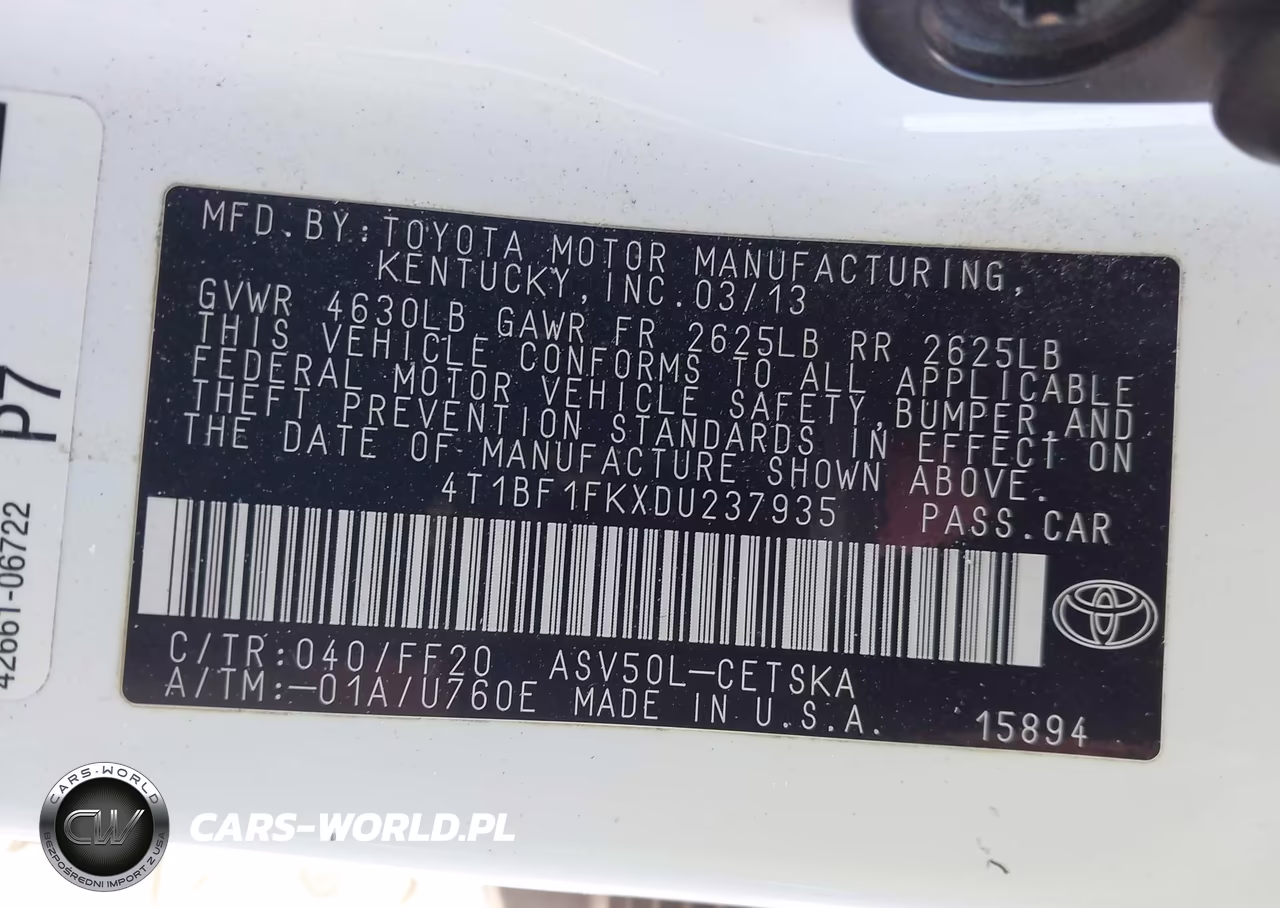 2013 Toyota Camry Se VIN:4T1BF1FKXDU237935 - 9