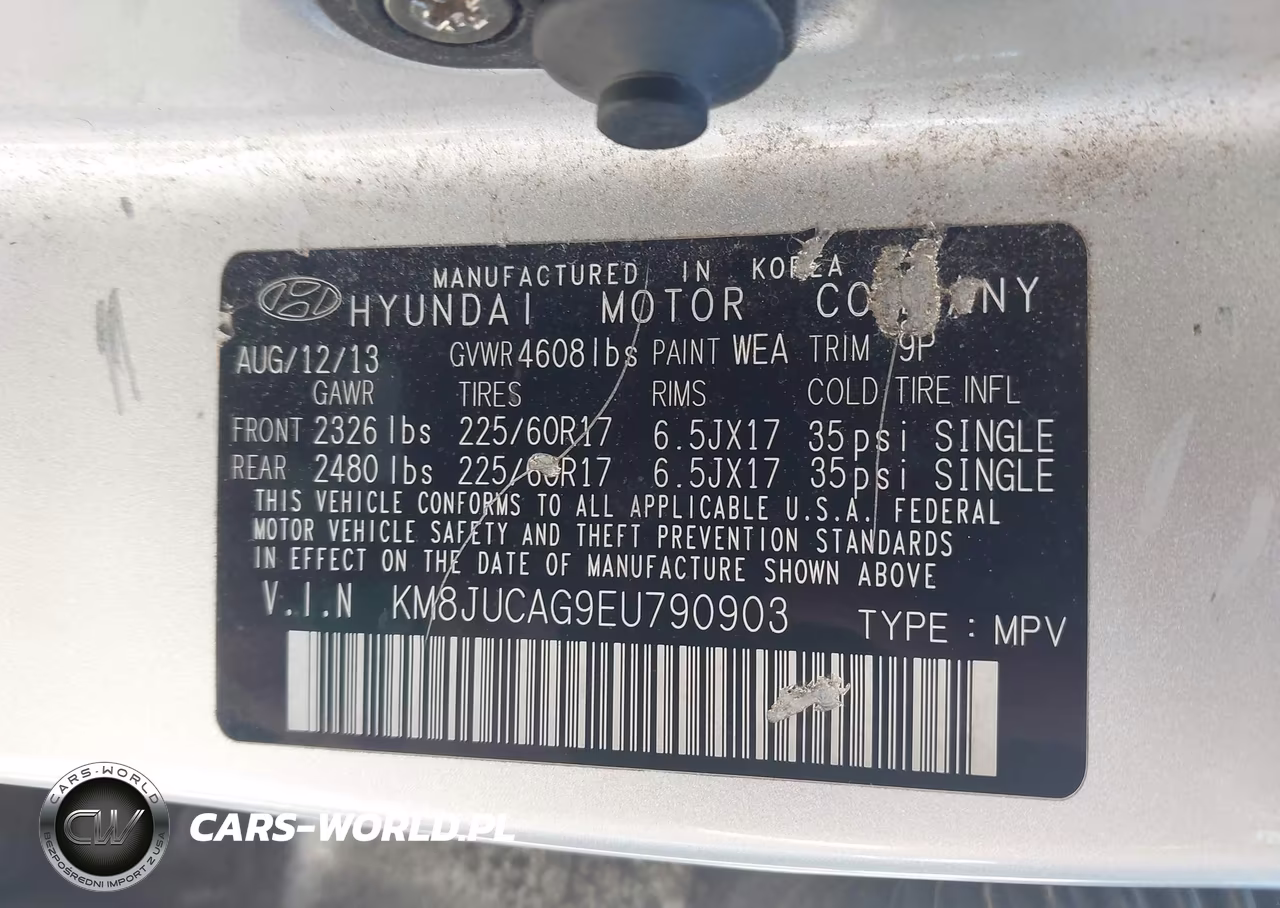 2014 Hyundai Tucson Se VIN:KM8JUCAG9EU790903 - 9
