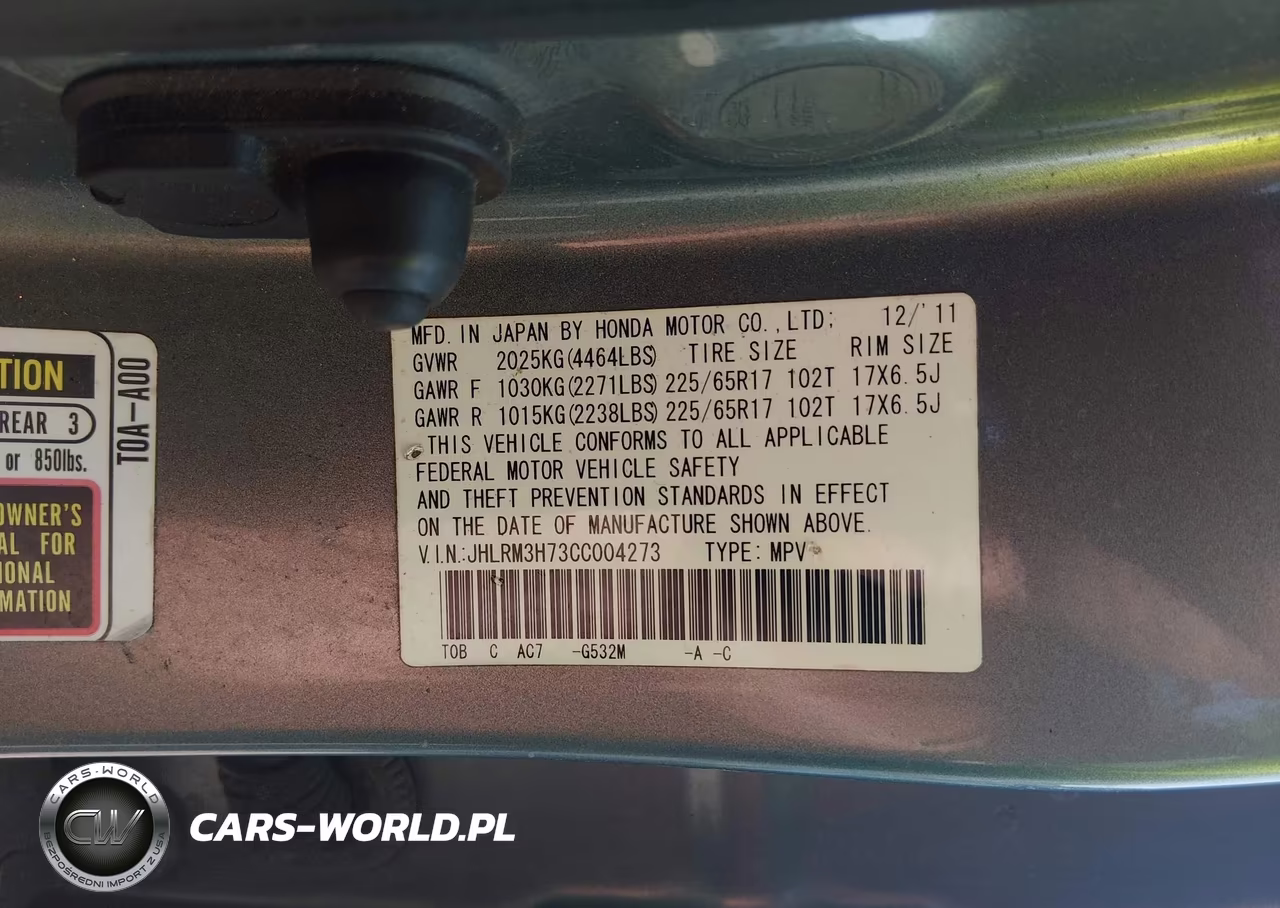 2012 Honda Cr-V Ex-L VIN:JHLRM3H73CC004273 - 9
