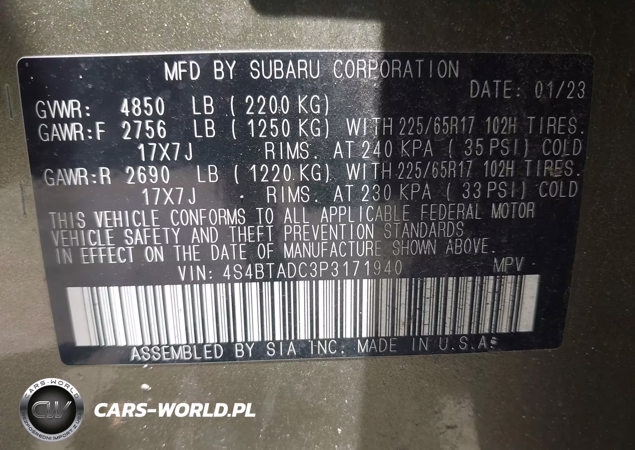 2023 Subaru Outback Premium VIN:4S4BTADC3P3171940 - 9