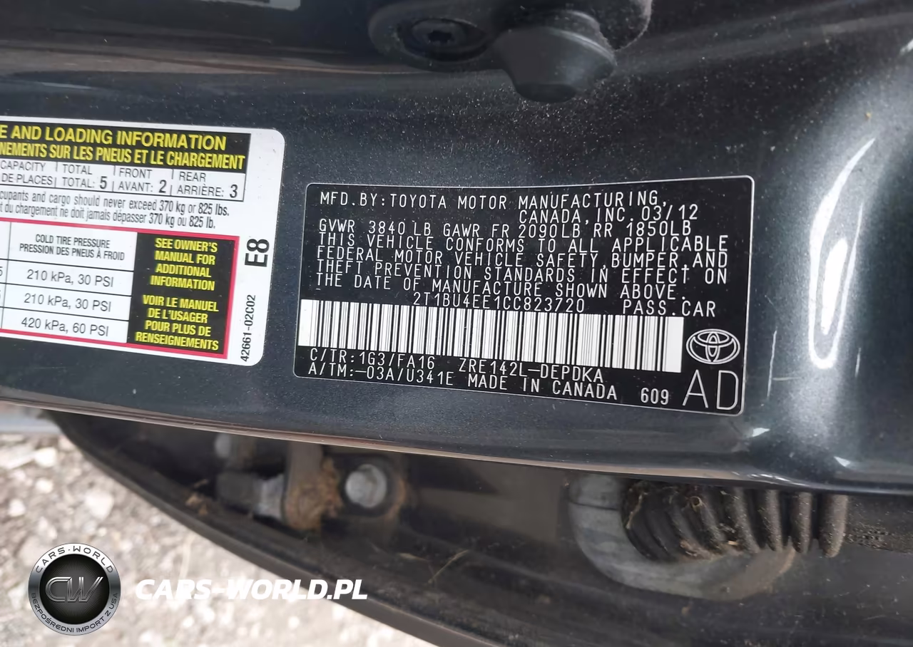 2012 Toyota Corolla L VIN:2T1BU4EE1CC823720 - 9