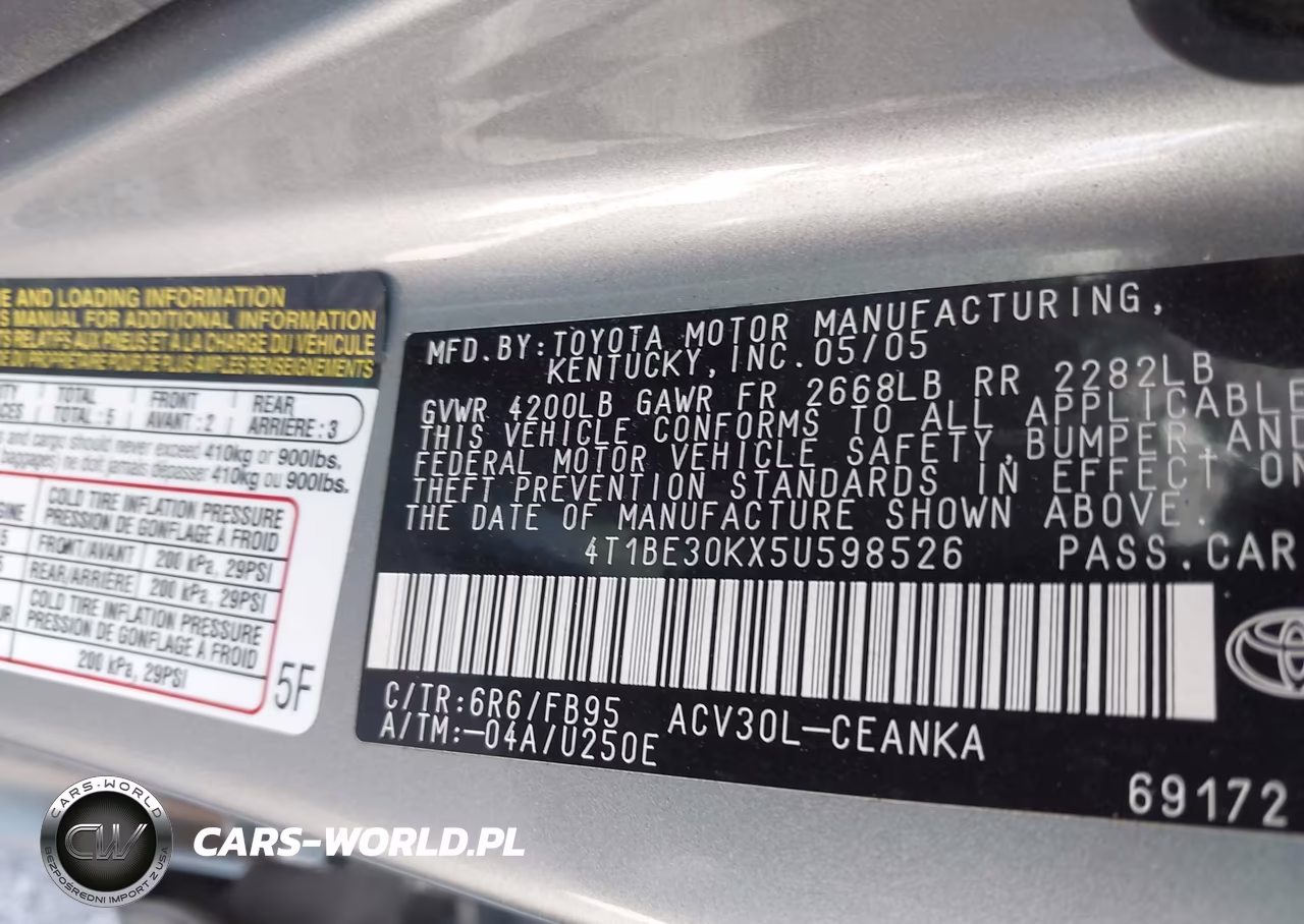 2005 Toyota Camry Le VIN:4T1BE30KX5U598526 - 9