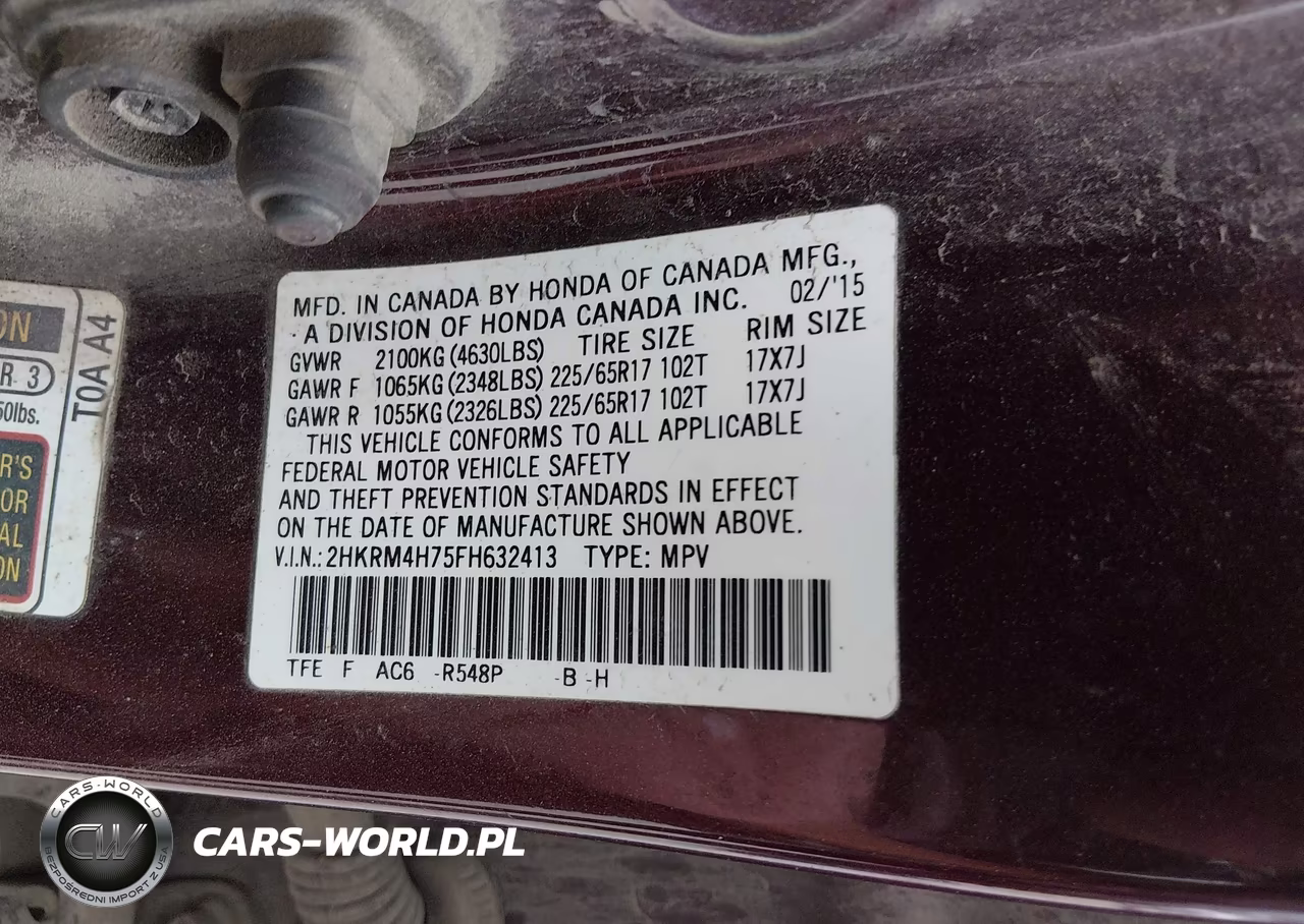 2015 Honda Cr-V Ex-L VIN:2HKRM4H75FH632413 - 9