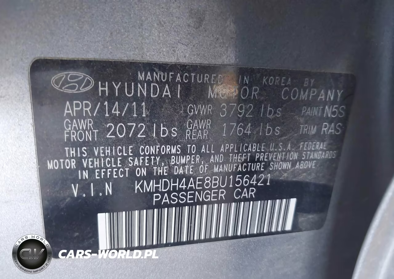 2011 Hyundai Elantra Gls (Ulsan Plant) VIN:KMHDH4AE8BU156421 - 9