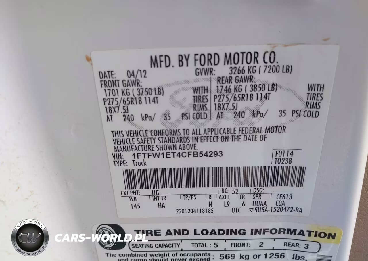 2012 Ford F-150 Lariat VIN:1FTFW1ET4CFB54293 - 9