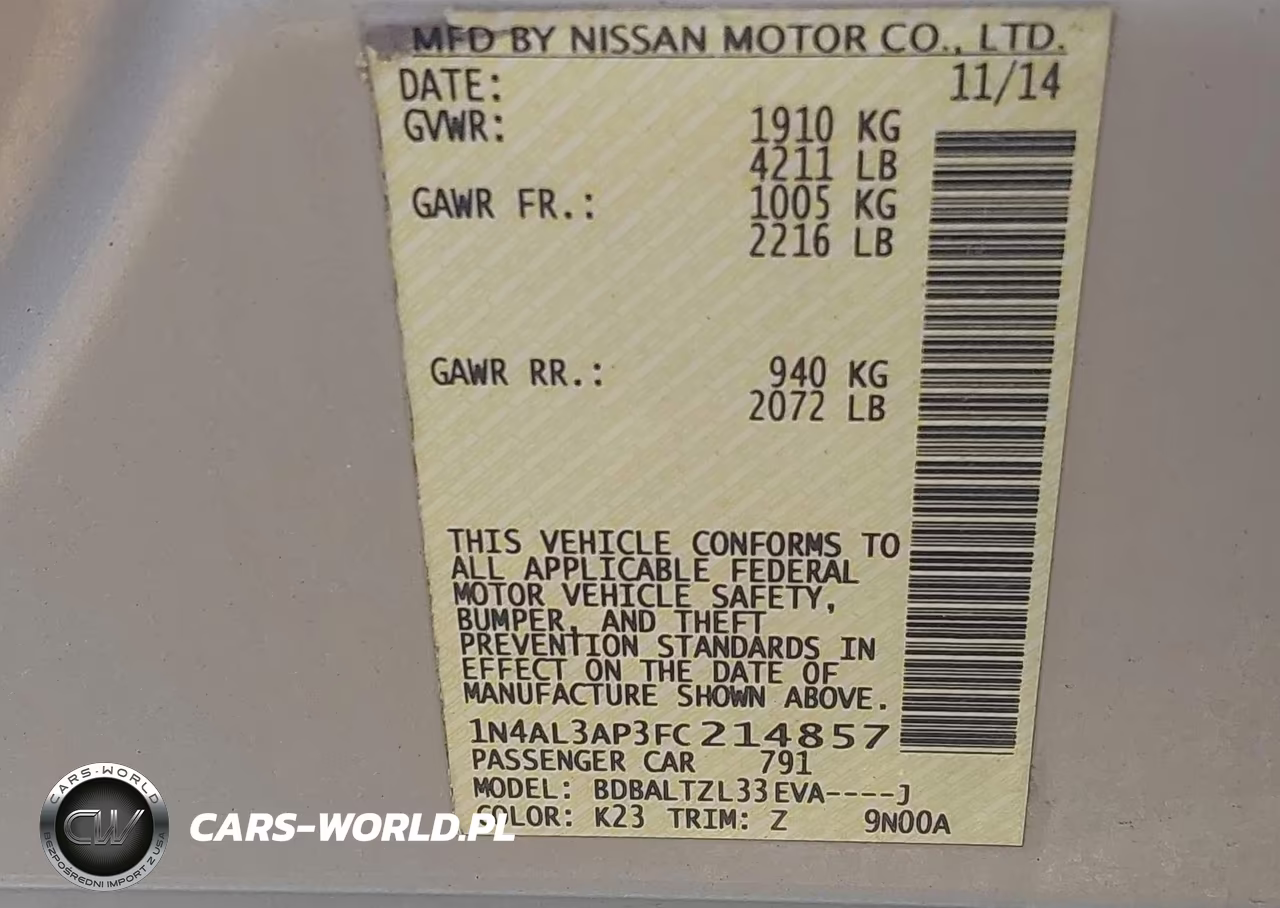 2015 Nissan Altima 2.5 Sl VIN:1N4AL3AP3FC214857 - 9
