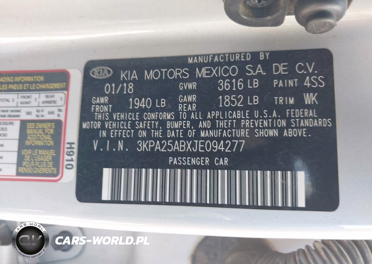 2018 Kia Rio Lx VIN:3KPA25ABXJE094277 - 9