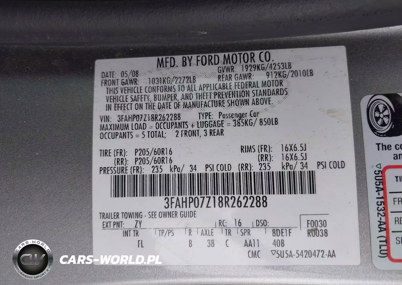 2008 Ford Fusion Se VIN:3FAHP07Z18R262288 - 9