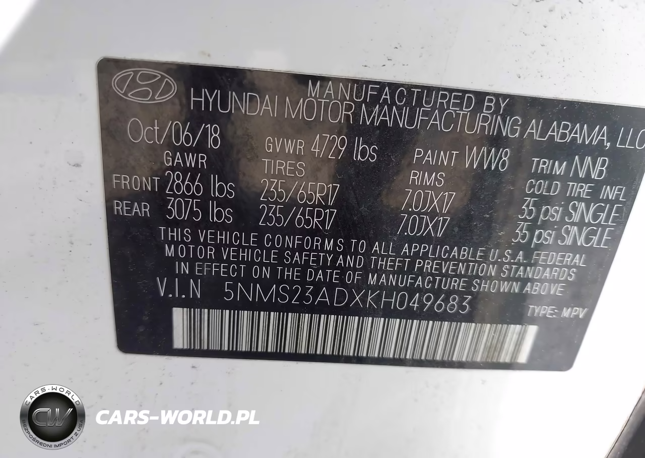 2019 Hyundai Santa Fe Se VIN:5NMS23ADXKH049683 - 9