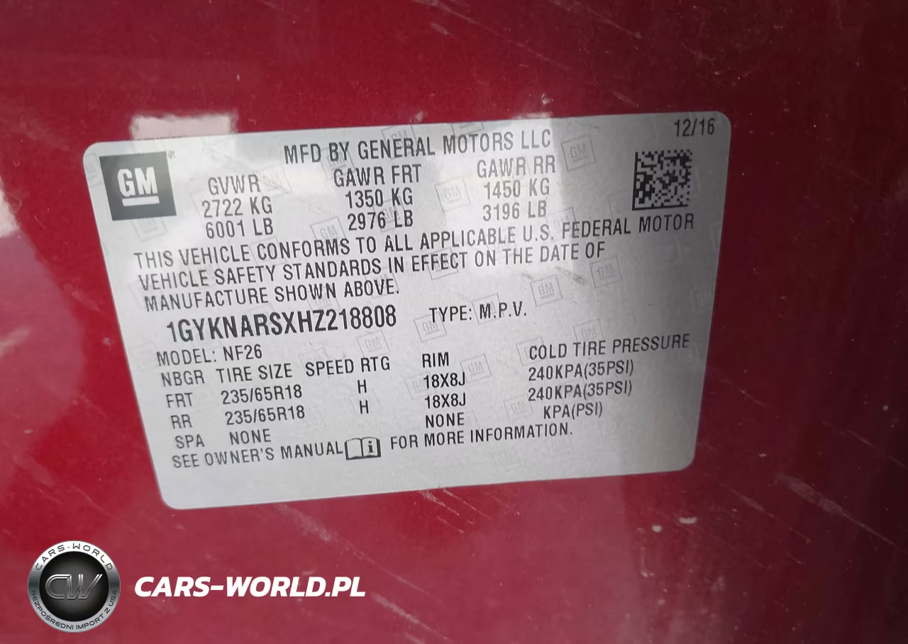 2017 Cadillac Xt5 Standard VIN:1GYKNARSXHZ218808 - 9