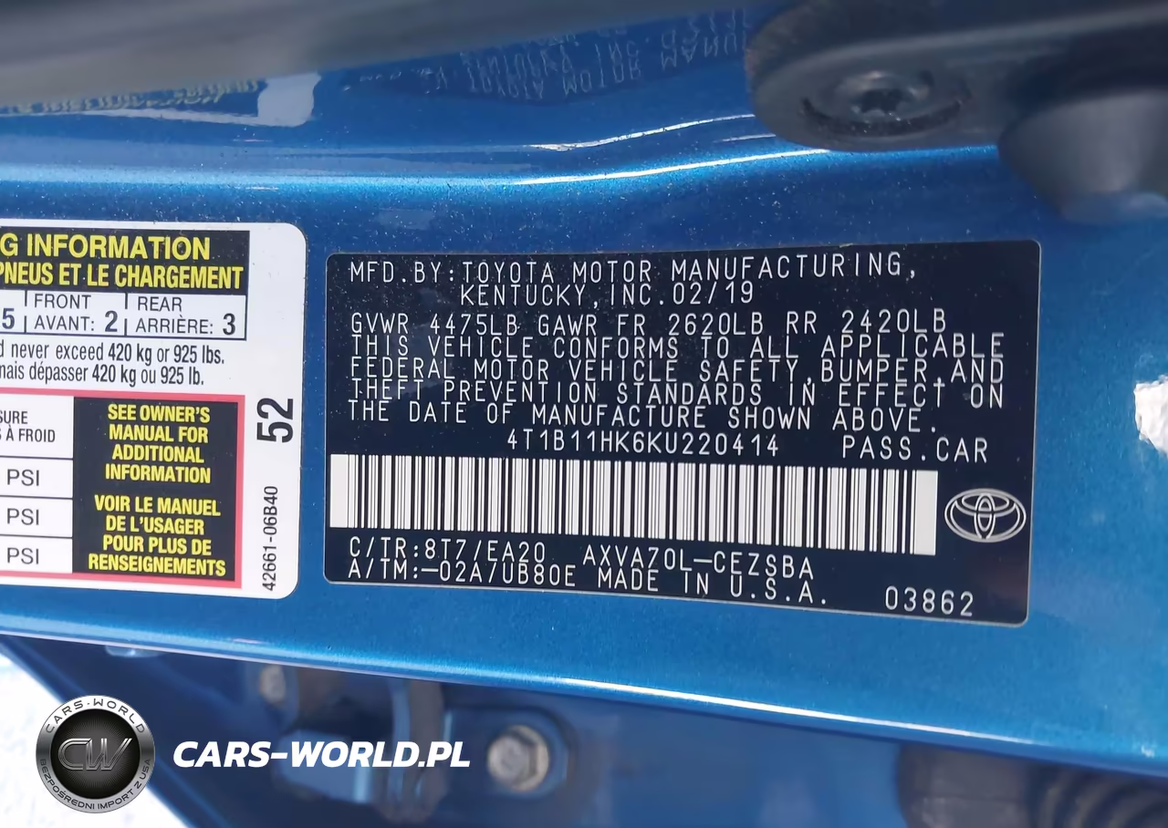 2019 Toyota Camry Se VIN:4T1B11HK6KU220414 - 9
