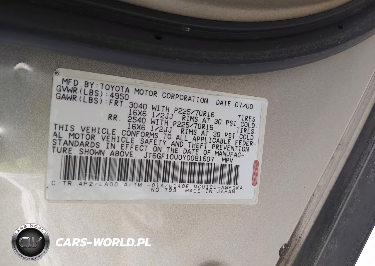 2000 Lexus Rx 300 VIN:JT6GF10U0Y0081607 - 9