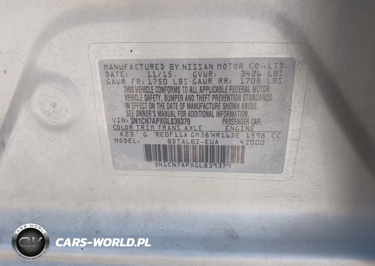 2016 Nissan Versa 1.6 Sv VIN:3N1CN7APXGL839379 - 9