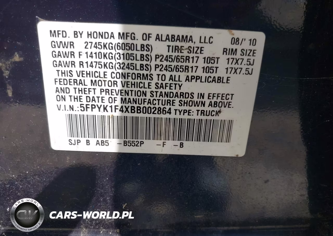 2011 Honda Ridgeline Rts VIN:5FPYK1F4XBB002864 - 9