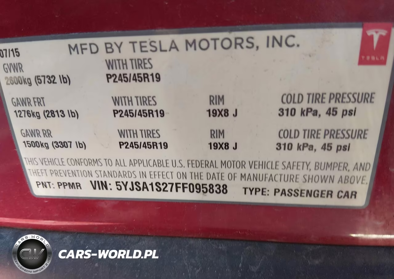 2015 Tesla Model S 70D-85D-P85D VIN:5YJSA1S27FF095838 - 9