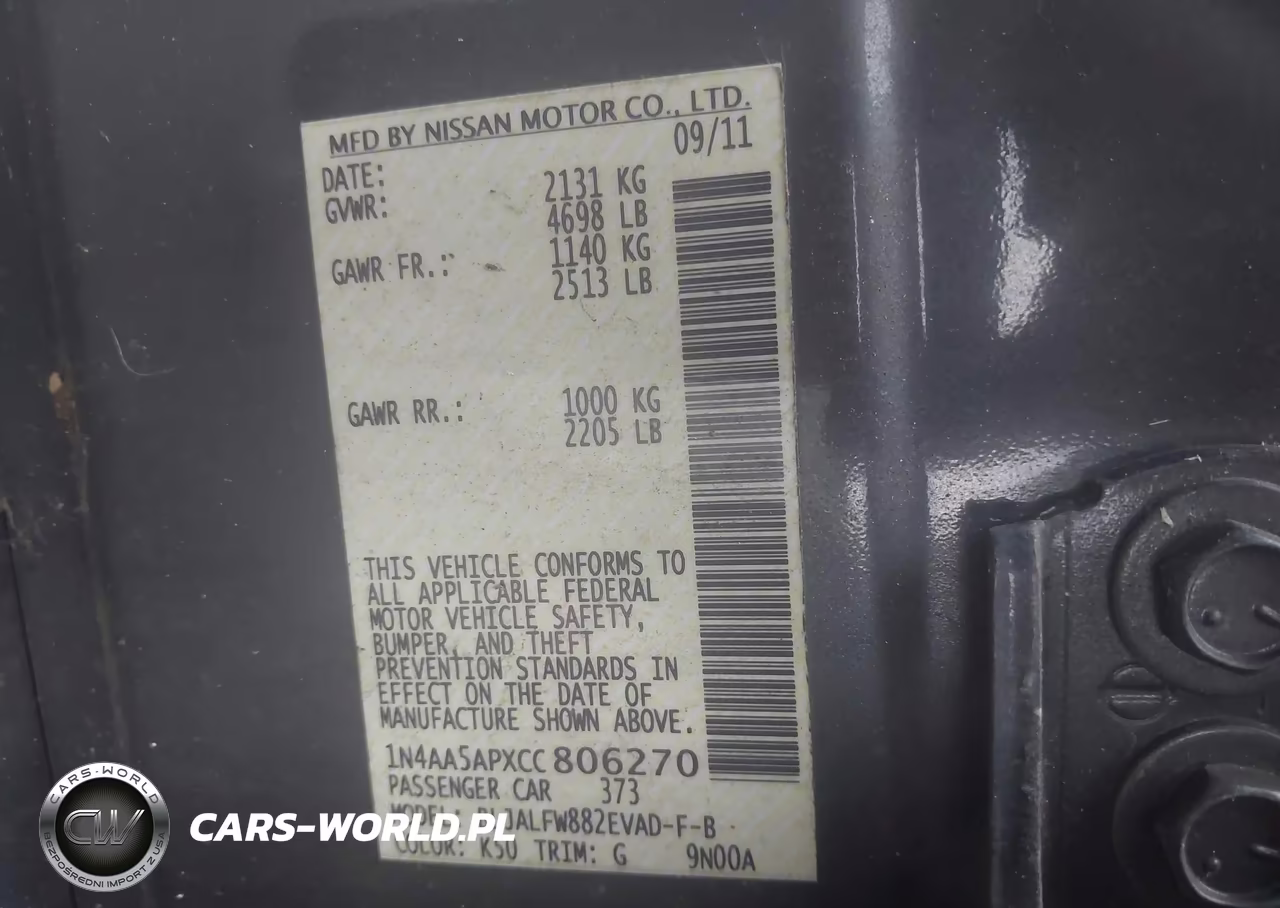 2012 Nissan Maxima 3.5 Sv VIN:1N4AA5APXCC806270 - 9