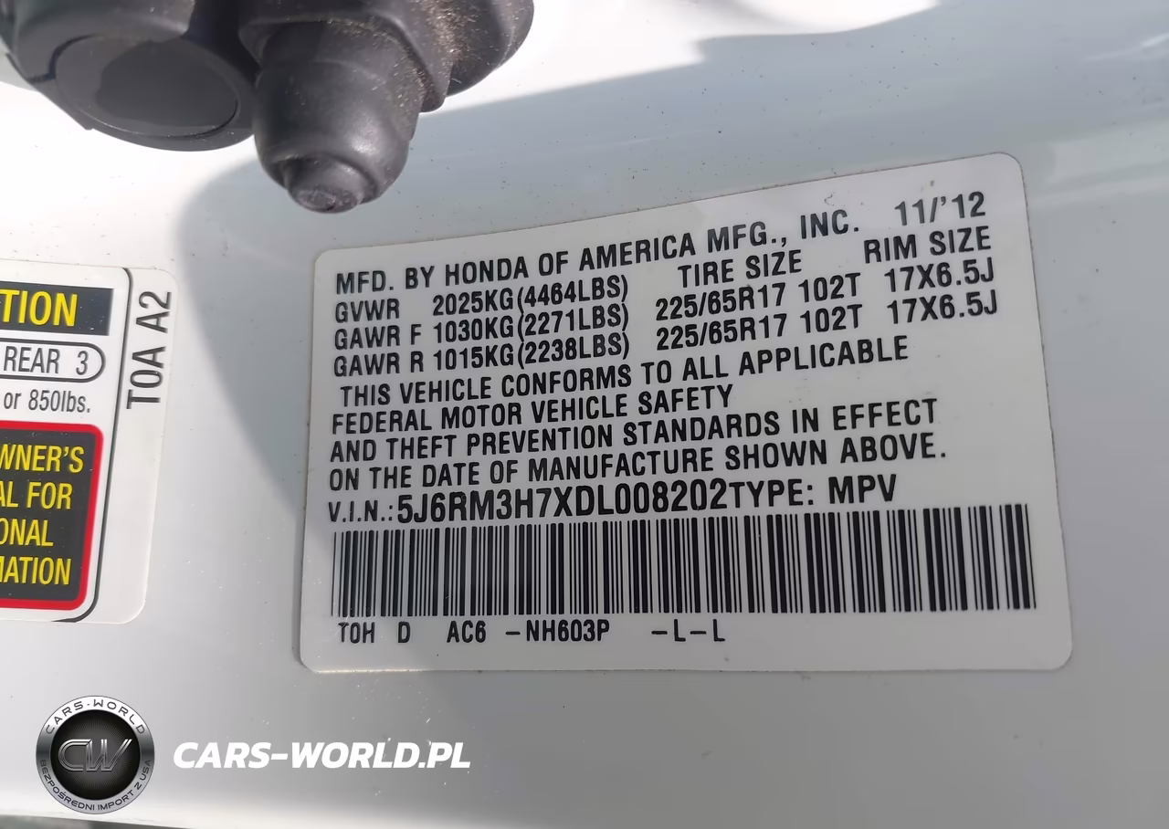 2013 Honda Cr-V Ex-L VIN:5J6RM3H7XDL008202 - 9