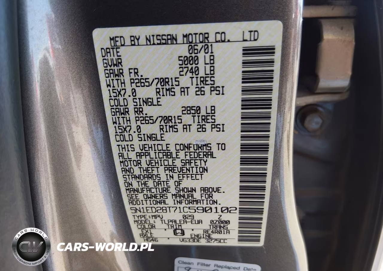 2001 Nissan Xterra Xe-V6 VIN:5N1ED28T71C590102 - 9