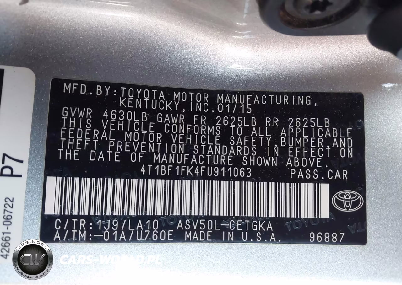 2015 Toyota Camry Xle VIN:4T1BF1FK4FU911063 - 9