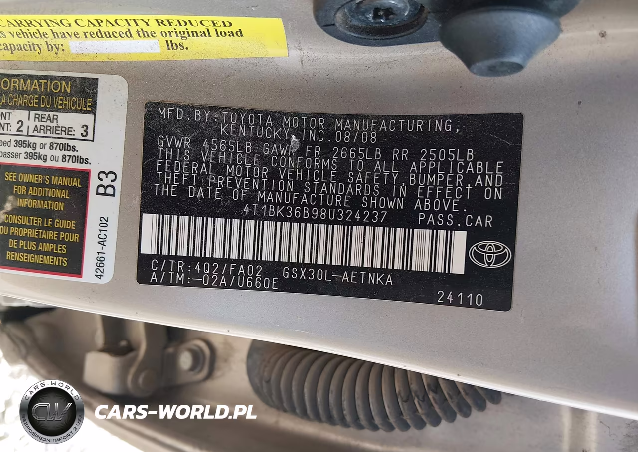 2008 Toyota Avalon Xl VIN:4T1BK36B98U324237 - 9
