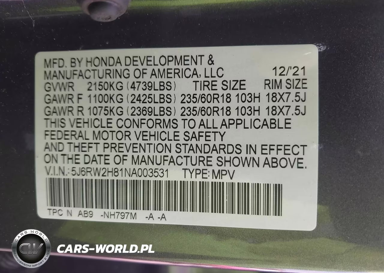 2022 Honda Cr-V Awd Ex-L VIN:5J6RW2H81NA003531 - 9