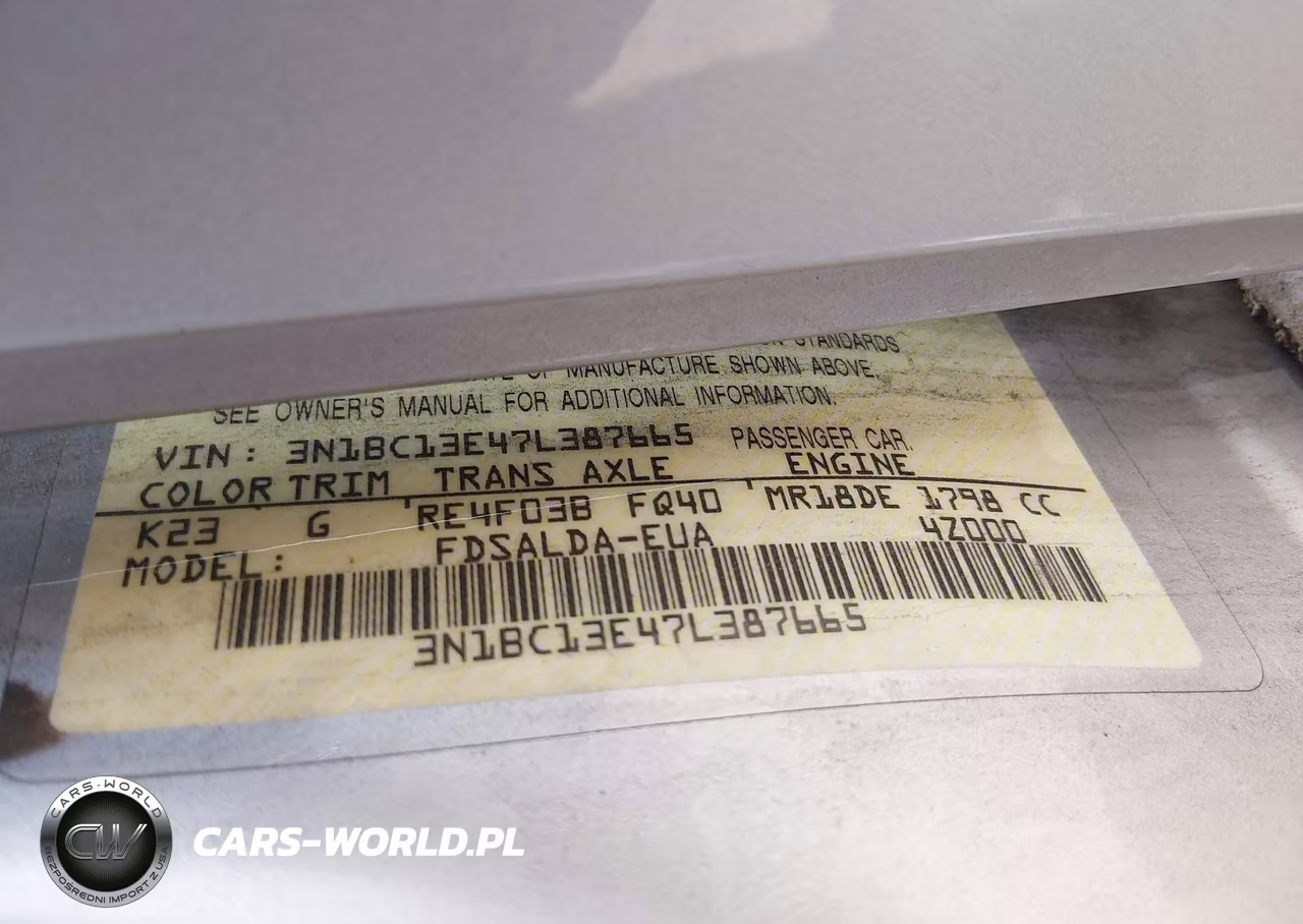 2007 Nissan Versa 1.8S VIN:3N1BC13E47L387665 - 9