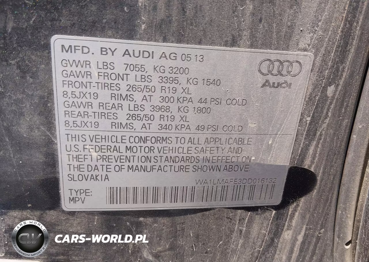 2013 Audi Q7 3.0 Tdi Premium VIN:WA1LMAFE3DD016132 - 9
