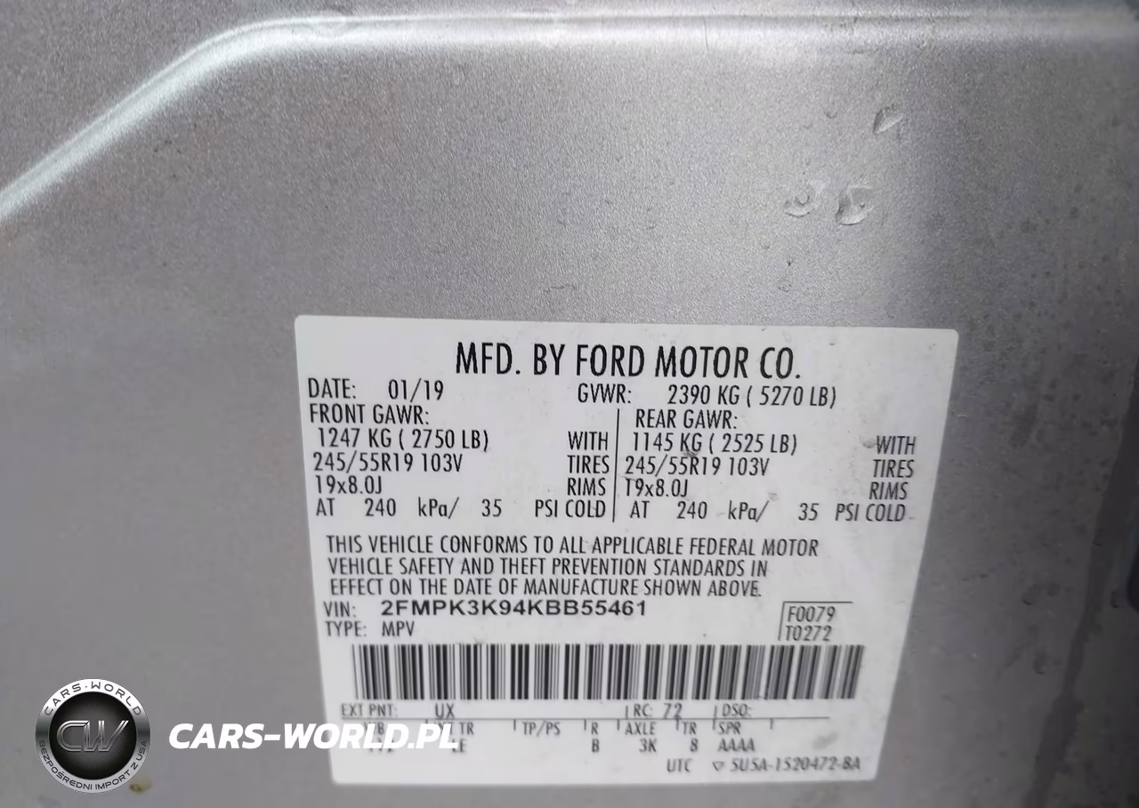 2019 Ford Edge Titanium VIN:2FMPK3K94KBB55461 - 9