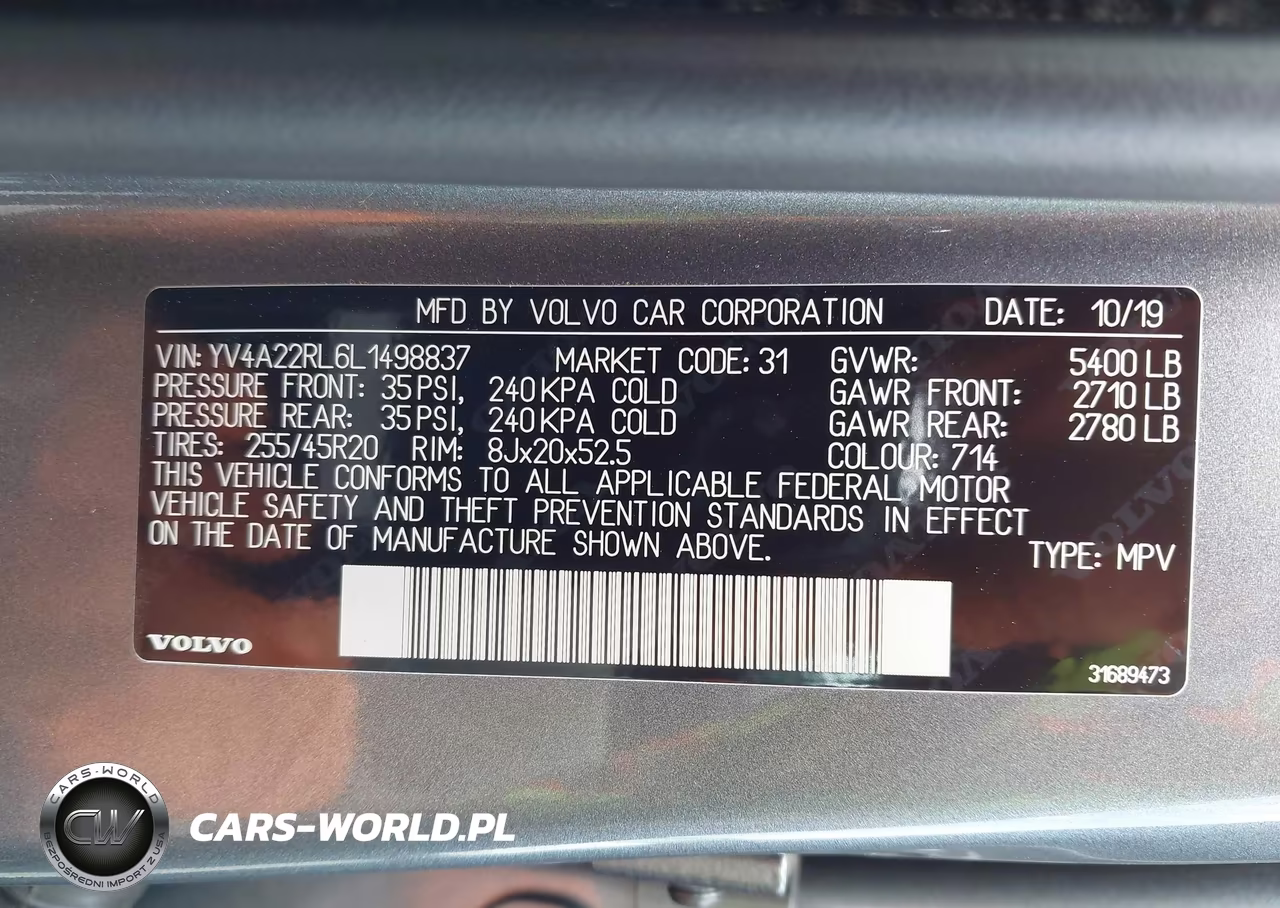 2020 Volvo Xc60 T6 Inscription VIN:YV4A22RL6L1498837 - 9