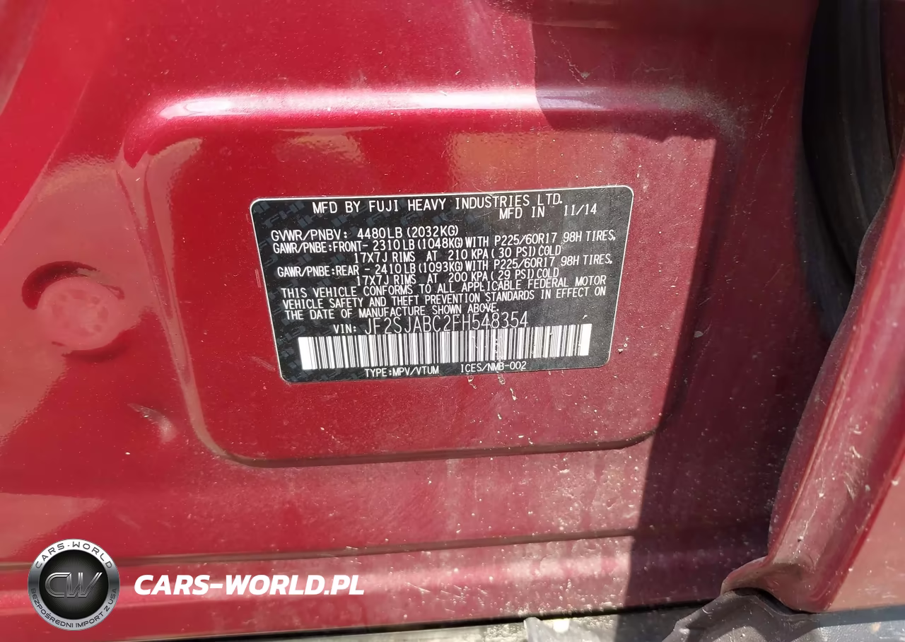 2015 Subaru Forester 2.5I VIN:JF2SJABC2FH548354 - 9