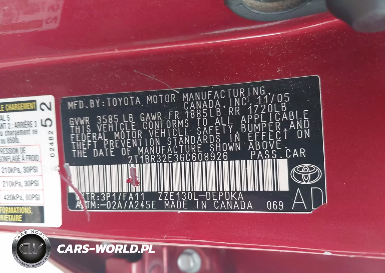 2006 Toyota Corolla Ce VIN:2T1BR32E36C608926 - 9