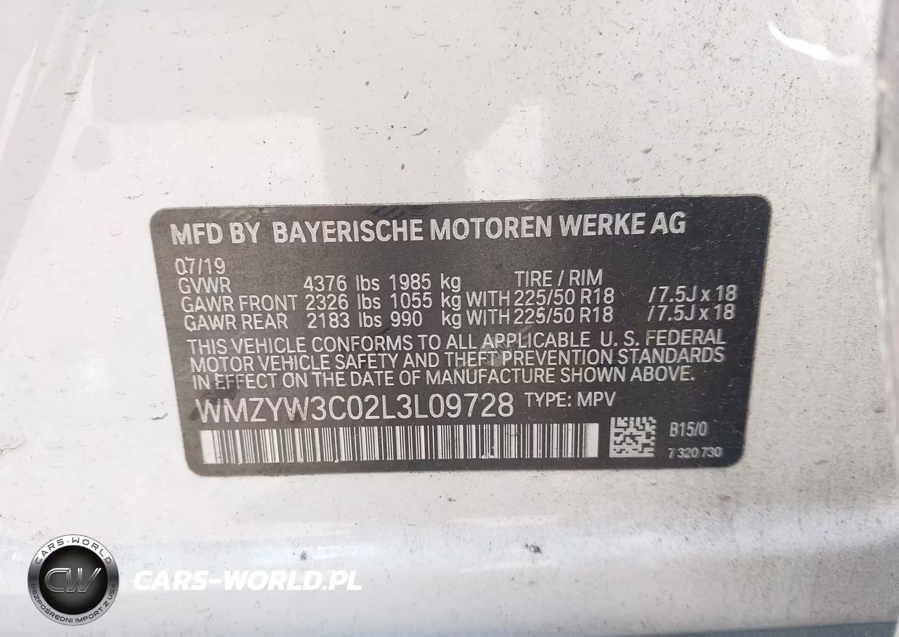 2020 Mini Countryman Cooper VIN:WMZYW3C02L3L09728 - 9