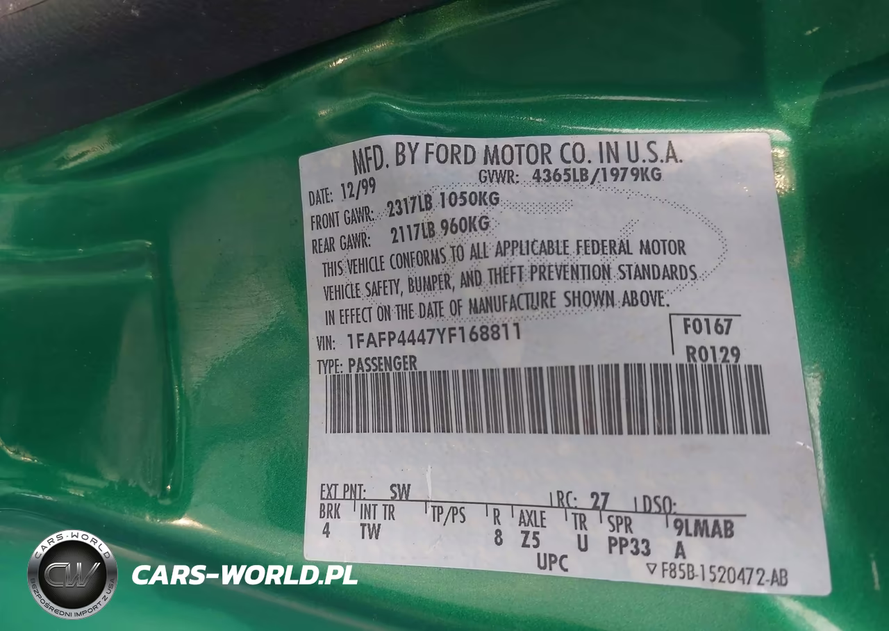 2000 Ford Mustang VIN:1FAFP4447YF168811 - 9