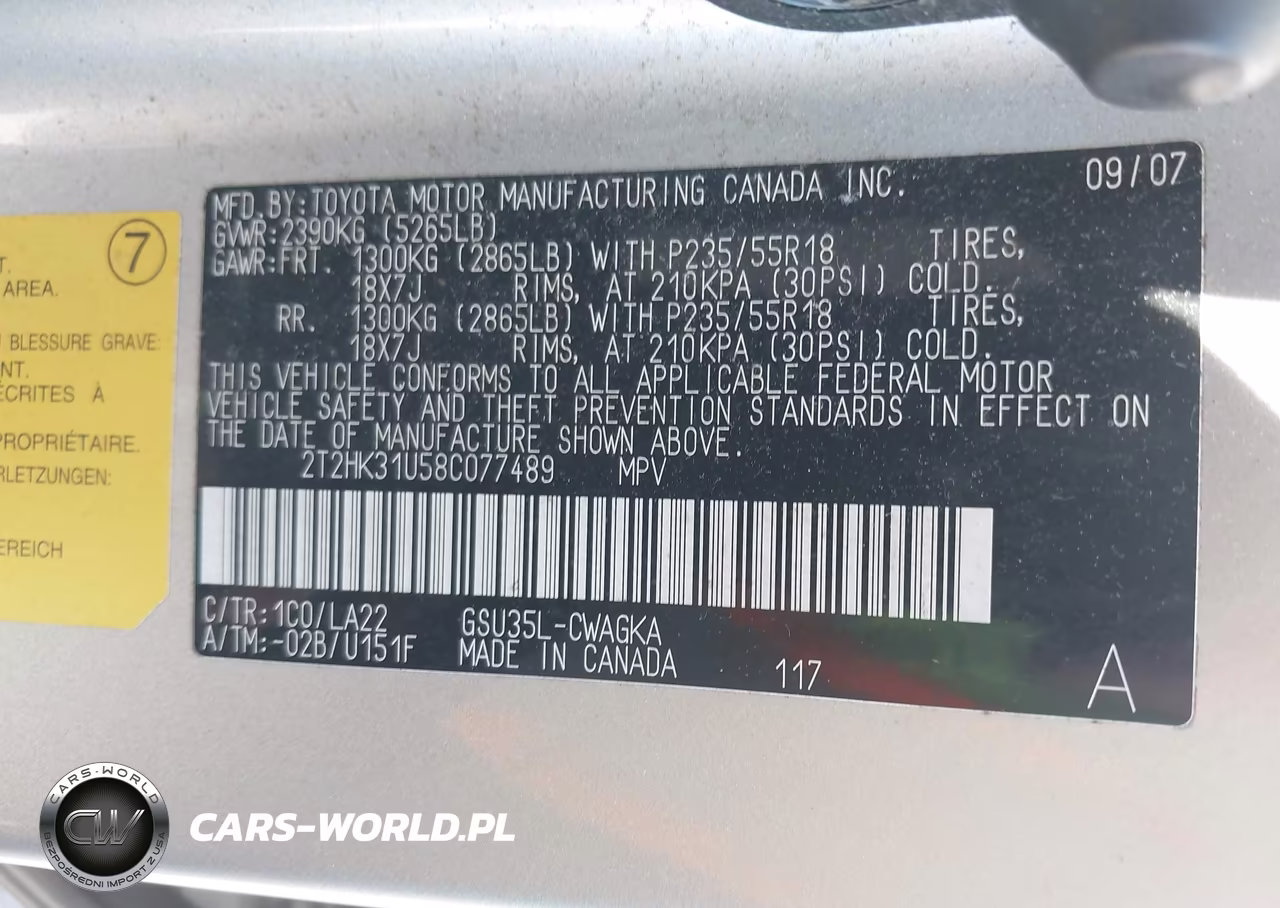 2008 Lexus Rx 350 VIN:2T2HK31U58C077489 - 9