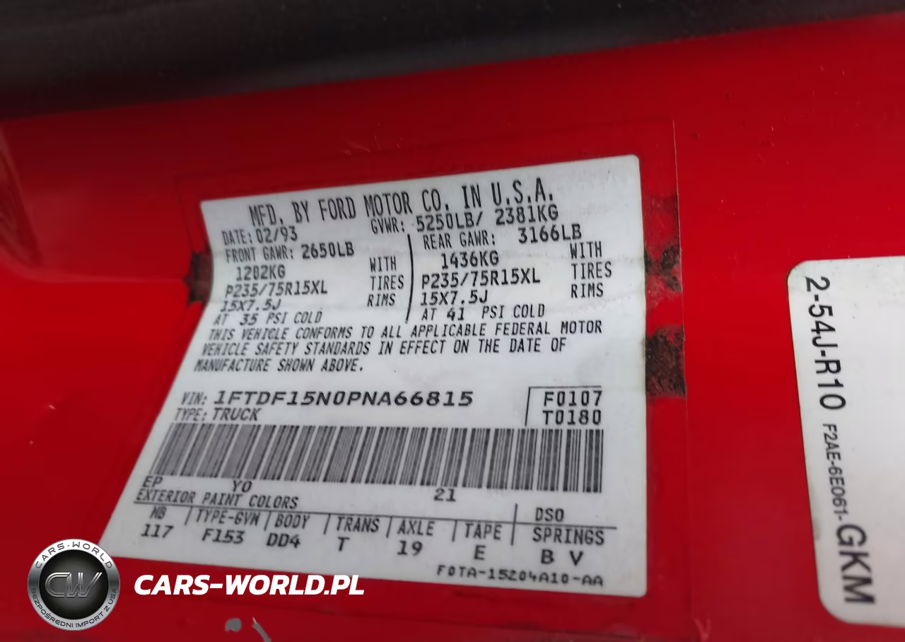 1993 Ford F150 VIN:1FTDF15N0PNA66815 - 9