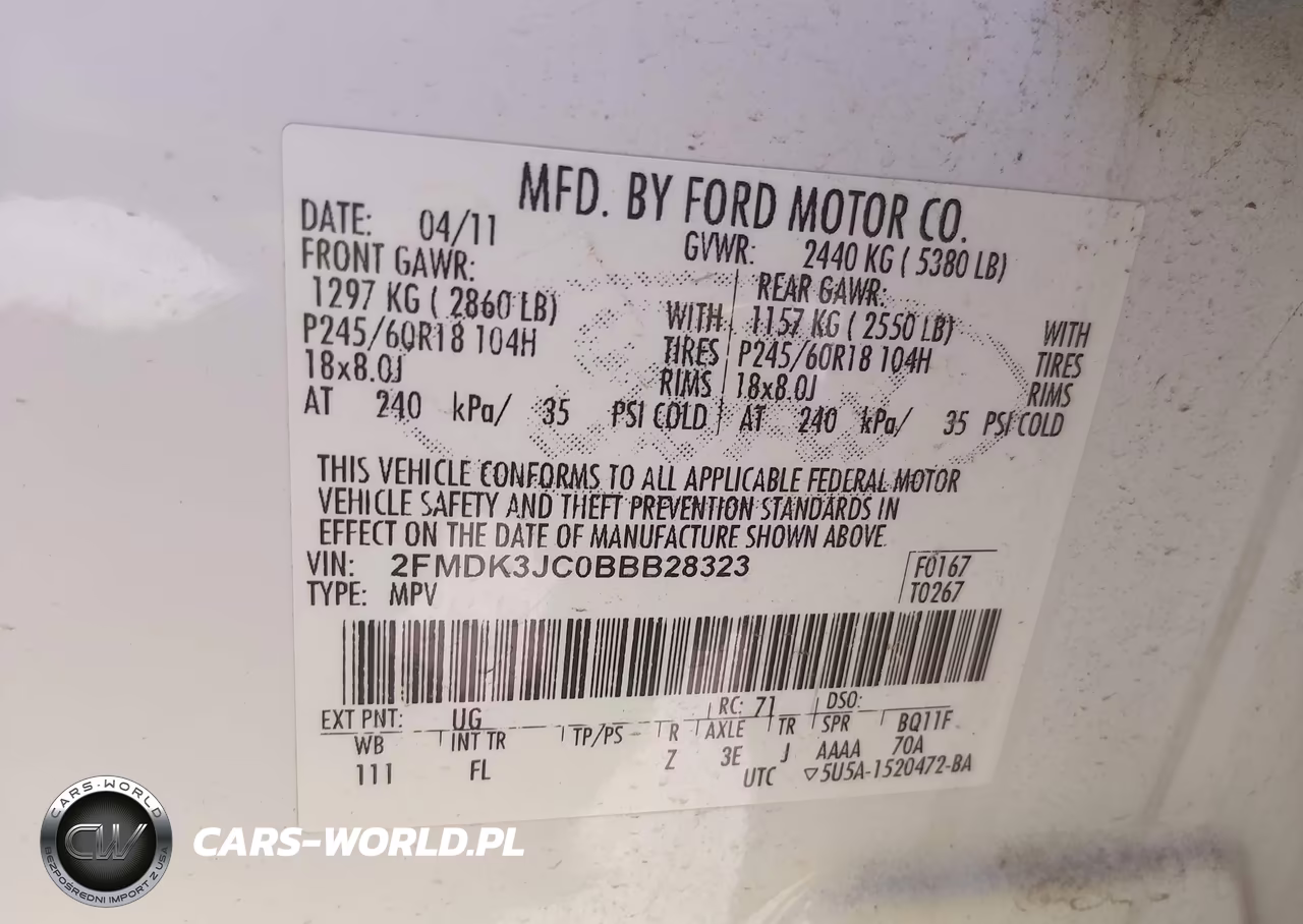 2011 Ford Edge Sel VIN:2FMDK3JC0BBB28323 - 9