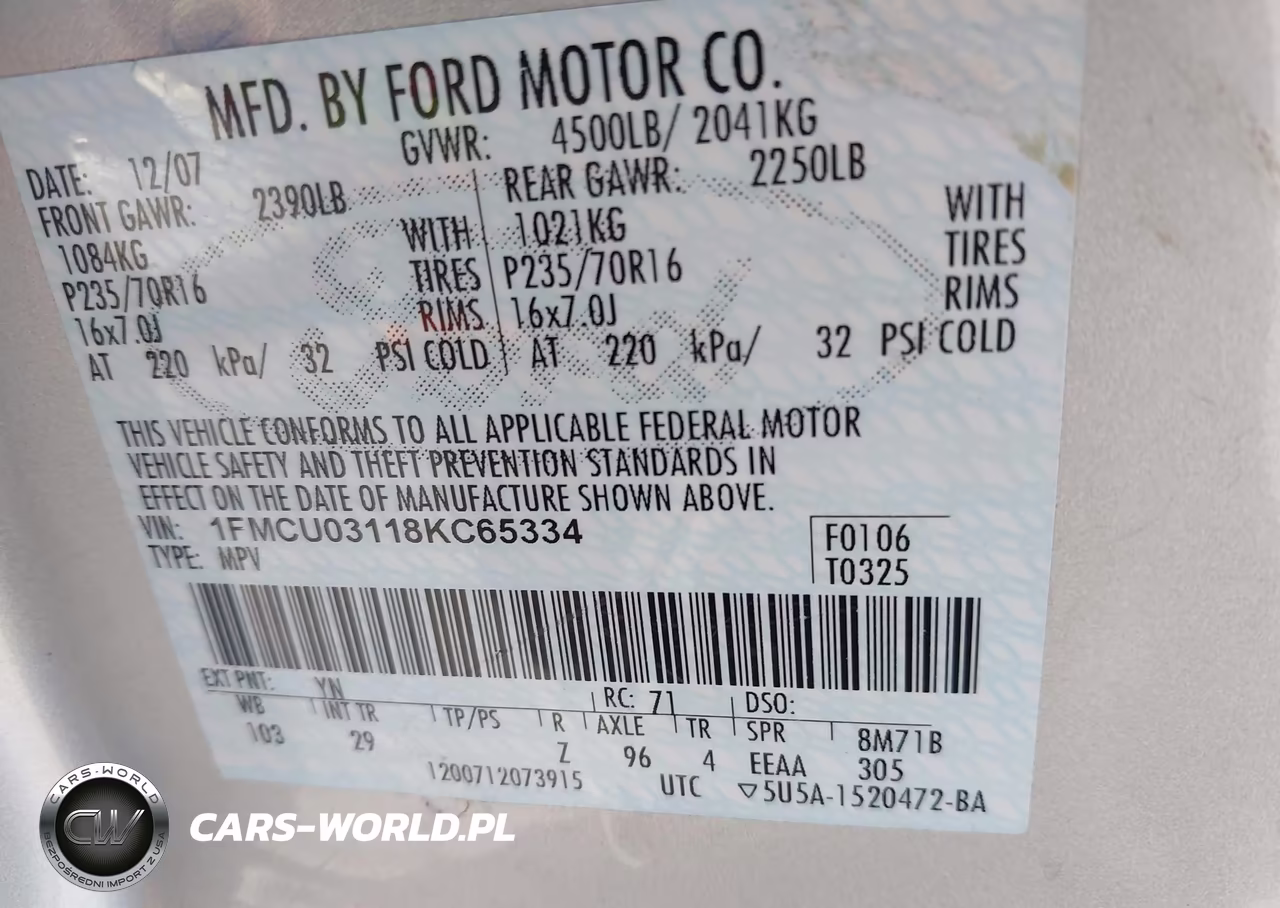 2008 Ford Escape Xlt VIN:1FMCU03118KC65334 - 9