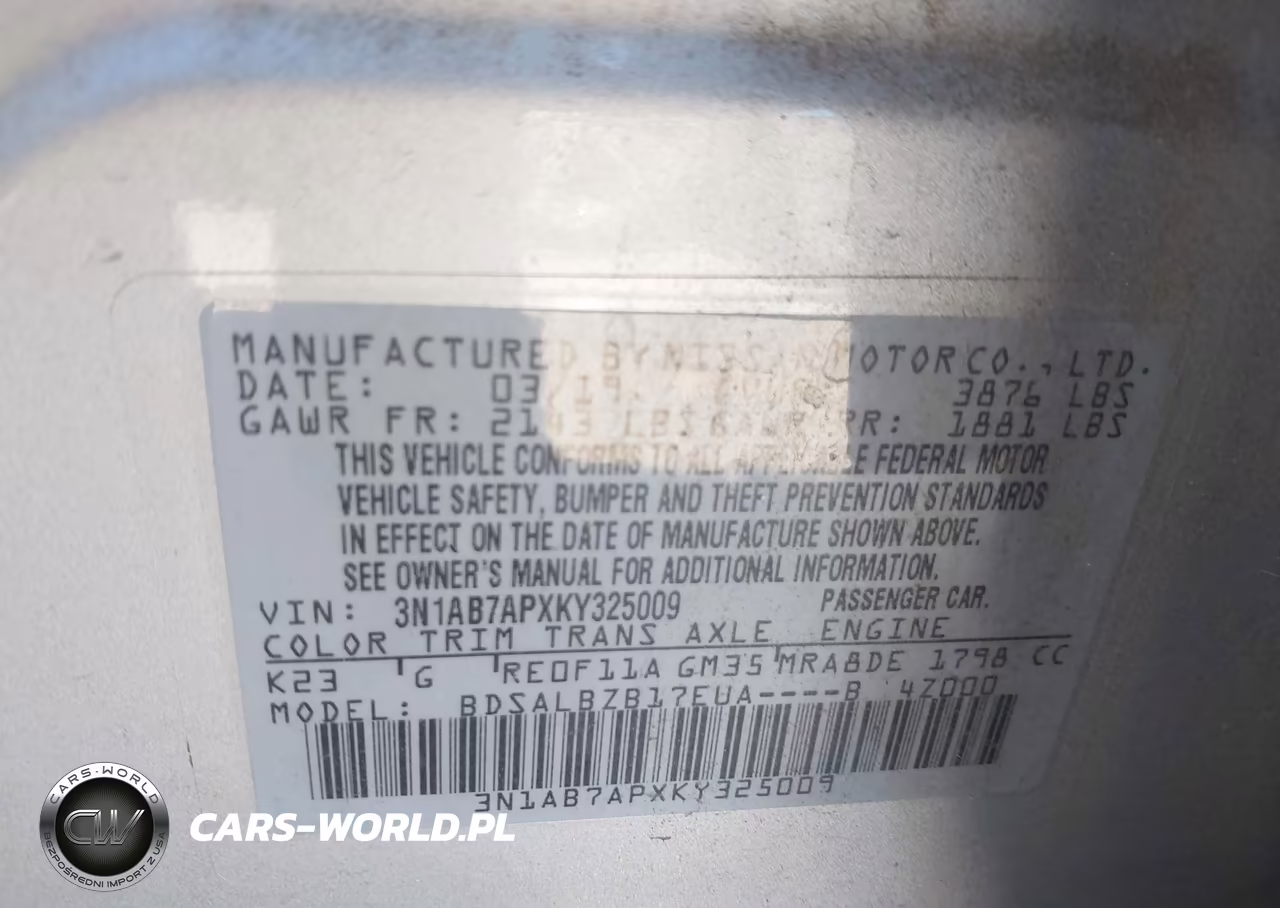 2019 Nissan Sentra S VIN:3N1AB7APXKY325009 - 9