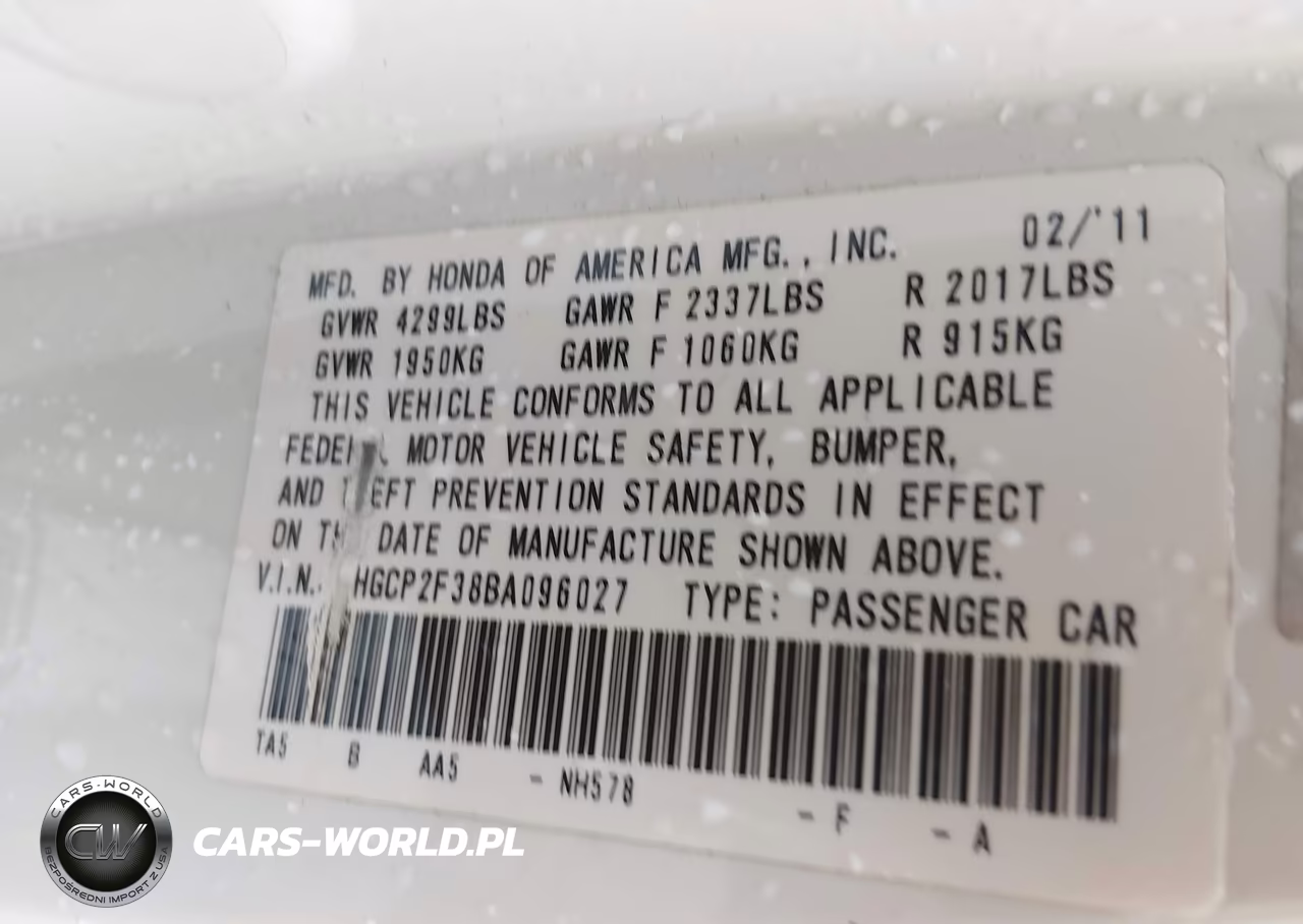 2011 Honda Accord 2.4 Lx VIN:1HGCP2F38BA096027 - 9