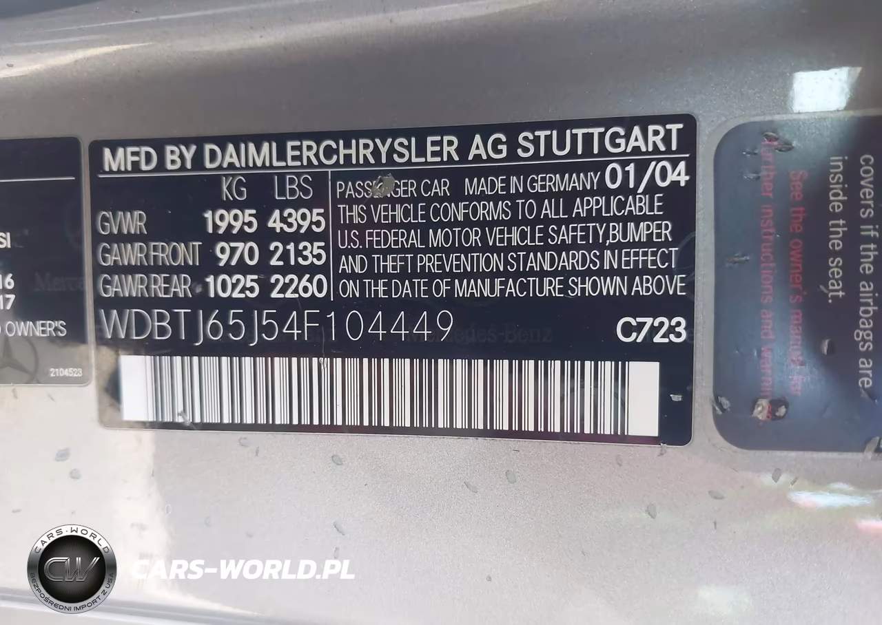 2004 Mercedes-Benz Clk 320 VIN:WDBTJ65J54F104449 - 9