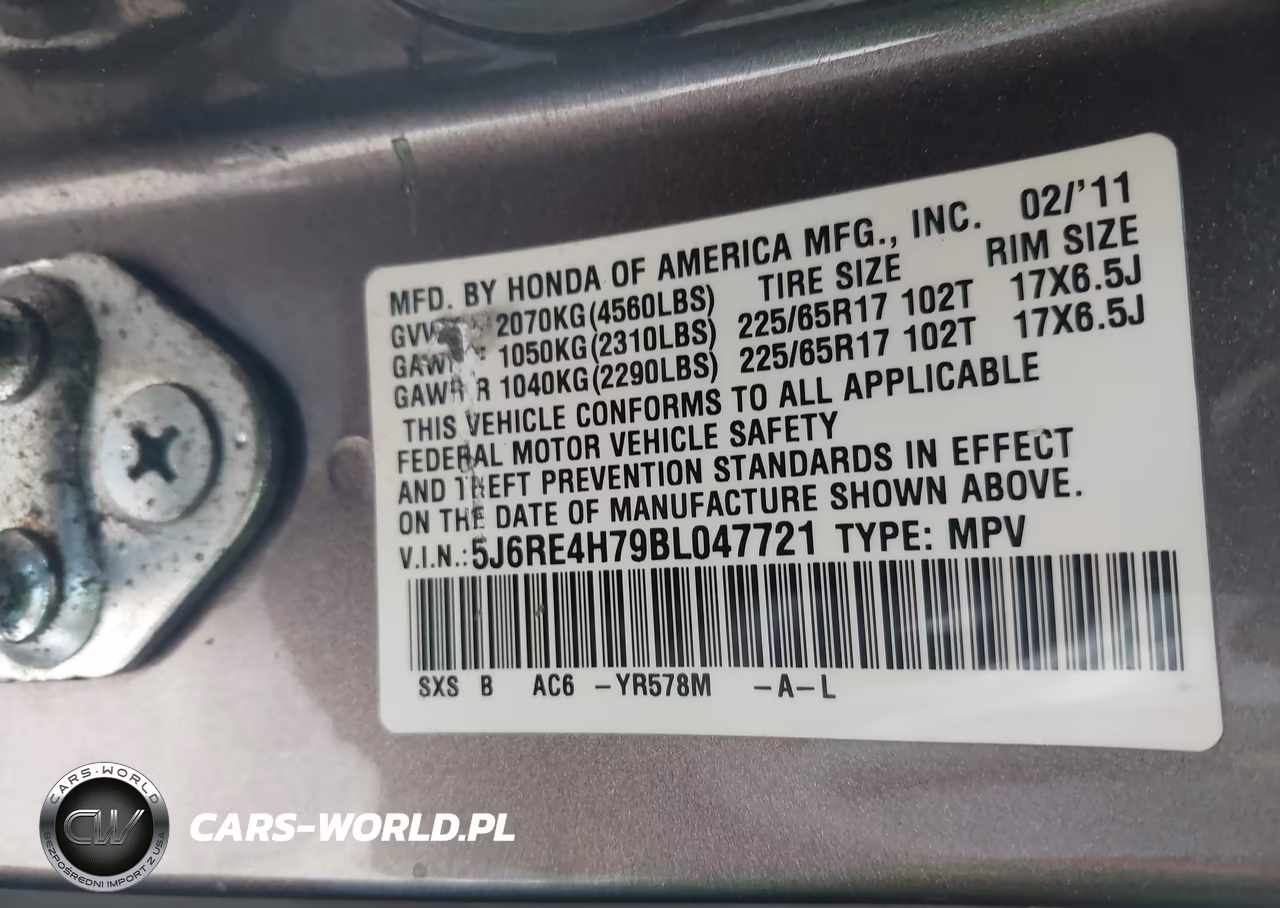 2011 Honda Cr-V Ex-L VIN:5J6RE4H79BL047721 - 9