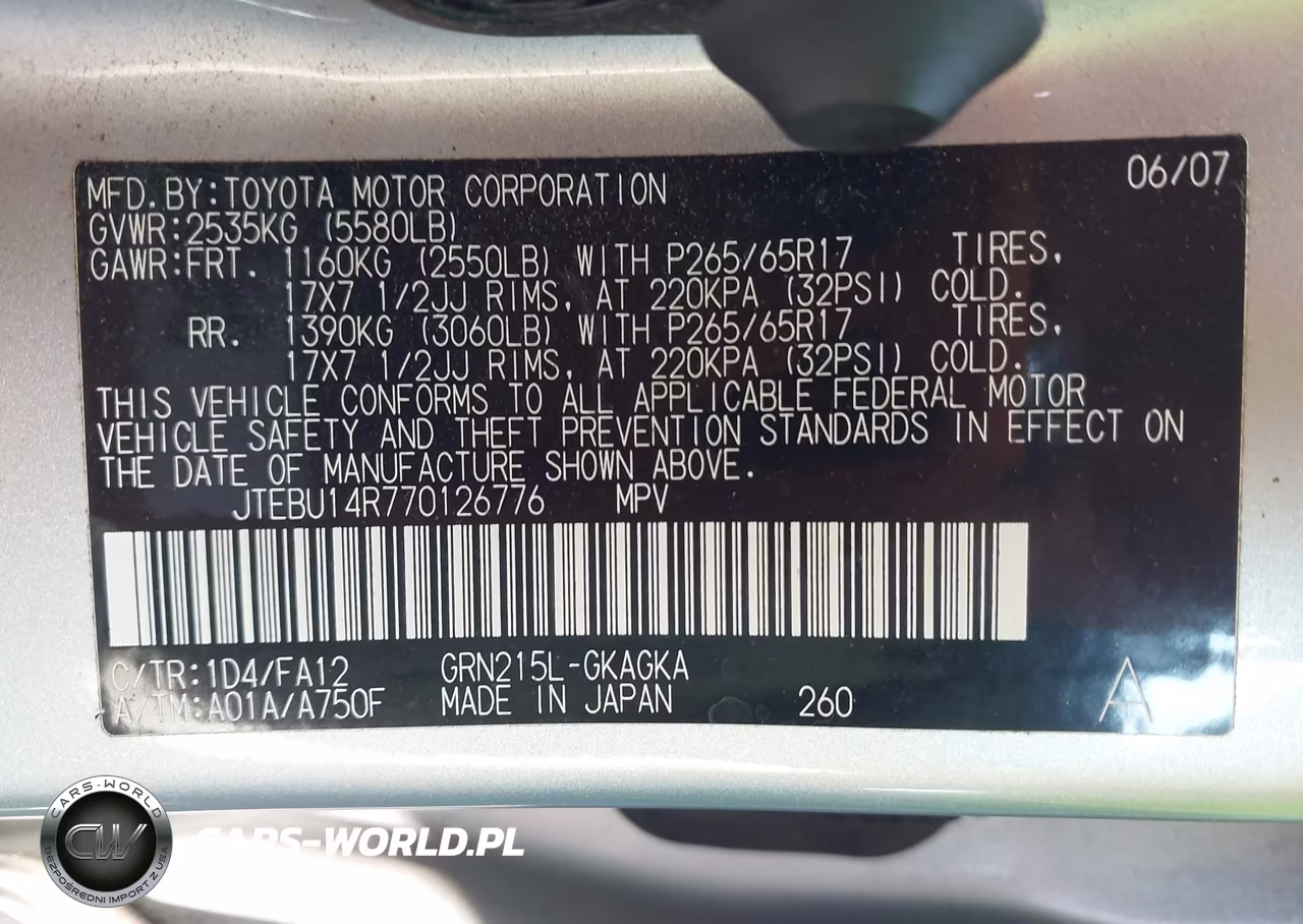 2007 Toyota 4Runner Sr5 VIN:JTEBU14R770126776 - 9
