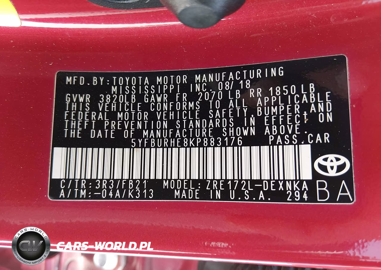 2019 Toyota Corolla Le VIN:5YFBURHE8KP883176 - 9