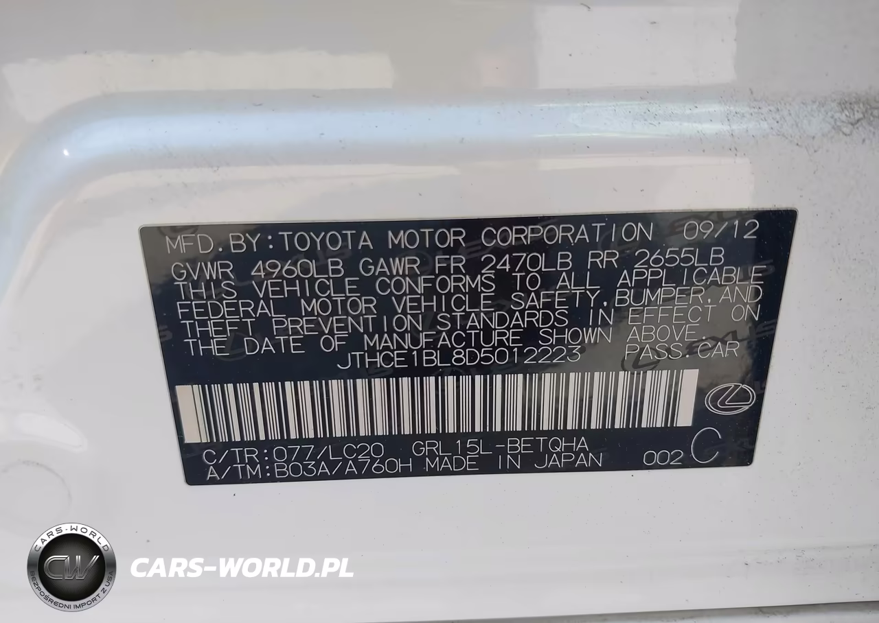 2013 Lexus Gs 350 VIN:JTHCE1BL8D5012223 - 9