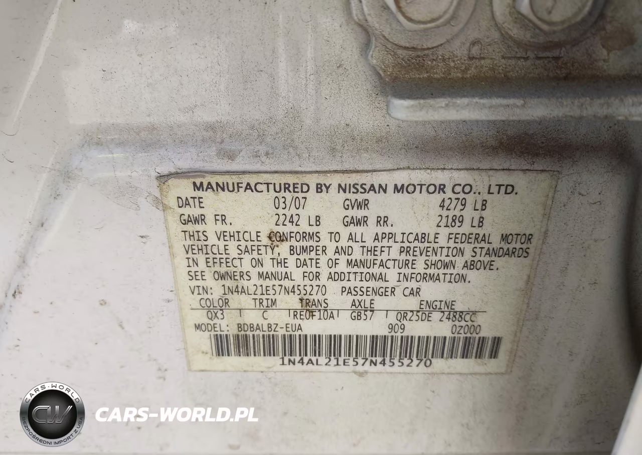 2007 Nissan Altima 2.5 S VIN:1N4AL21E57N455270 - 9