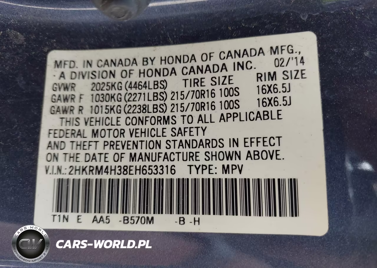 2014 Honda Cr-V Lx VIN:2HKRM4H38EH653316 - 9