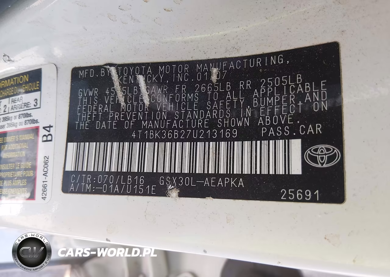 2007 Toyota Avalon Limited VIN:4T1BK36B27U213169 - 9