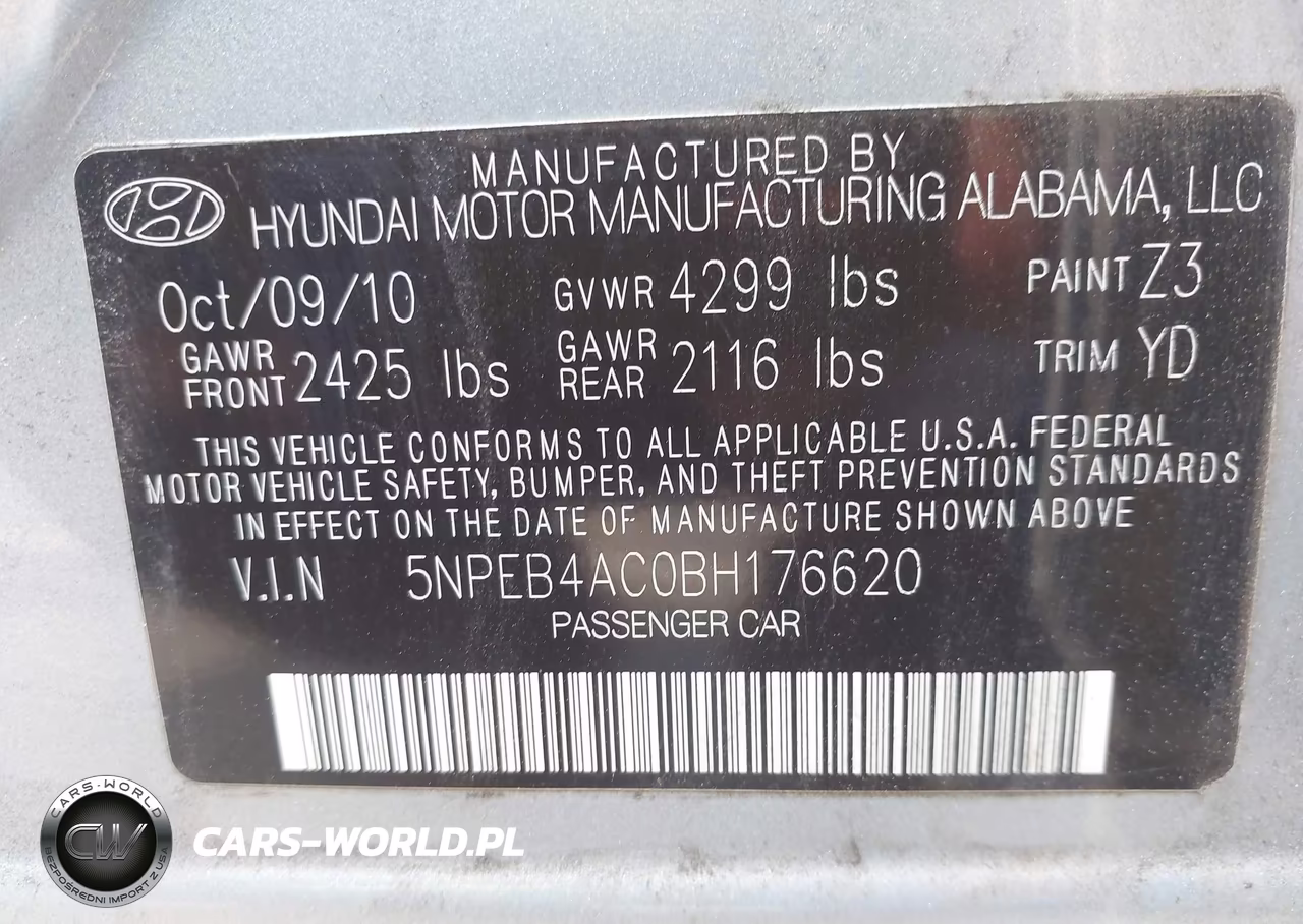2011 Hyundai Sonata Gls VIN:5NPEB4AC0BH176620 - 9